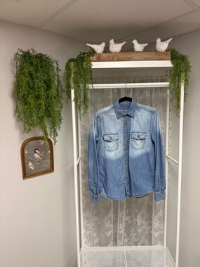 Denim Long Sleeve Button Down Shirt - Size Small